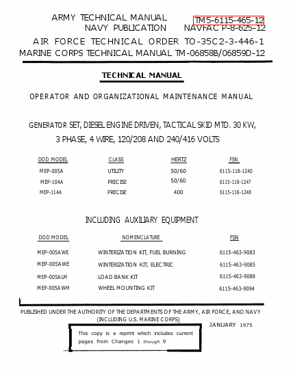 TM 9-6115-465-12 Technical Manual